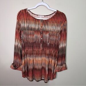 db Established 1962 Dress Barn 3/4 Sleeve Orange Brown Blouse size XL